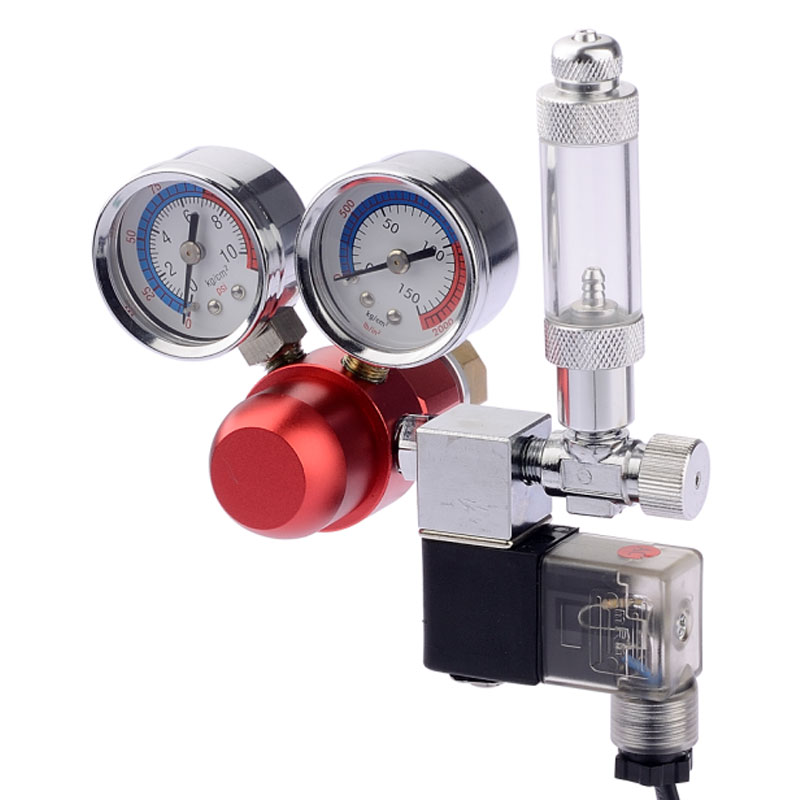 ST-04 akvarium CO2-regulator med dubbla tryckmätare och enkel bubbelräknare